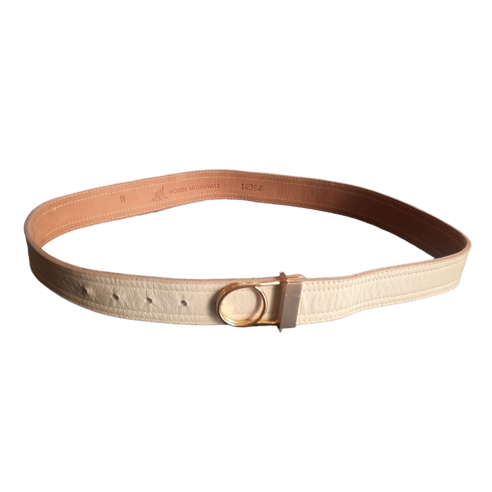 Vintage MM Morris Moskowitz Leather Belt | Cream | Size Medium